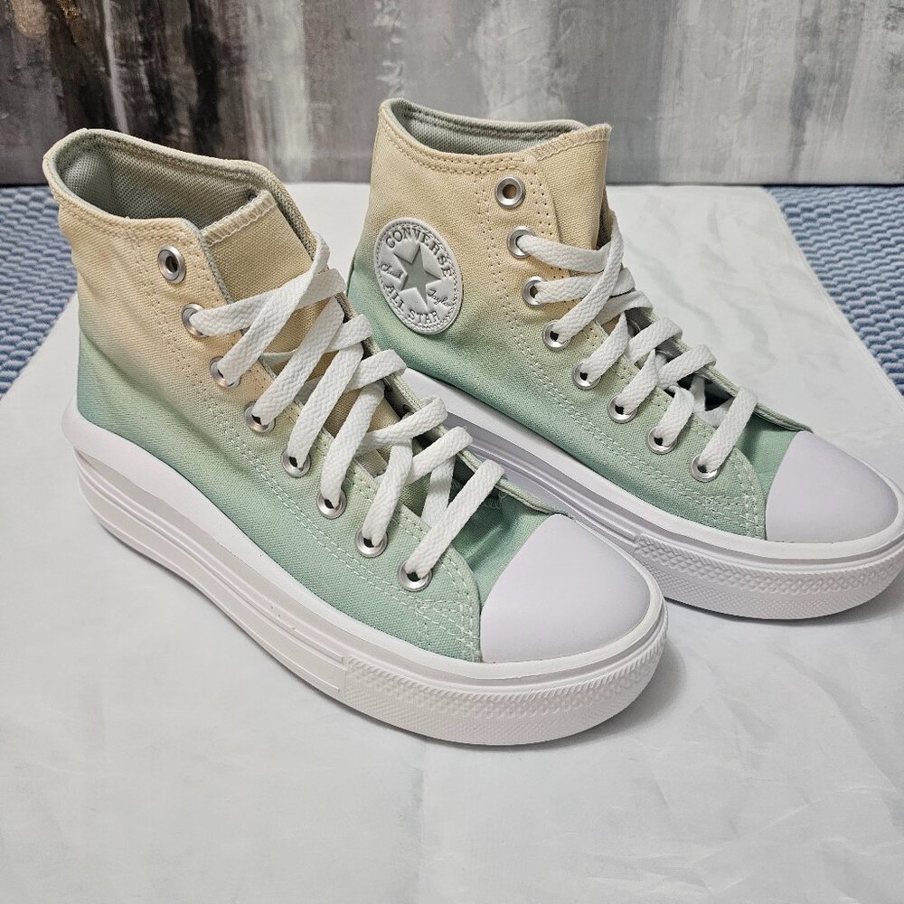 NEW Converse Chuck Taylor Hi Sneakers Ombre Green Platform - Women's Size 6.5 - Picture 3 of 7